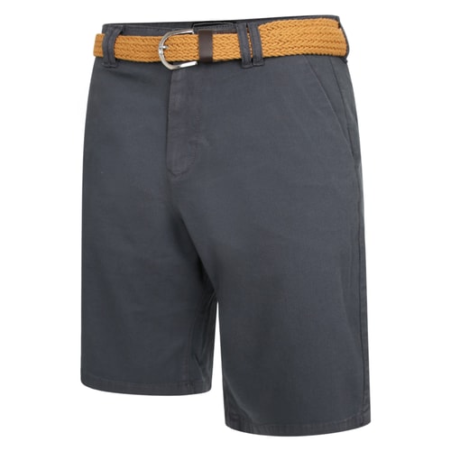 KAM – Stretch-Chino-Shorts aus Dobby-Gewebe mit Gürtel, Anthrazit